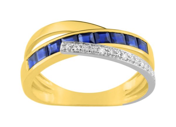 Bague or et saphirs et diamants
