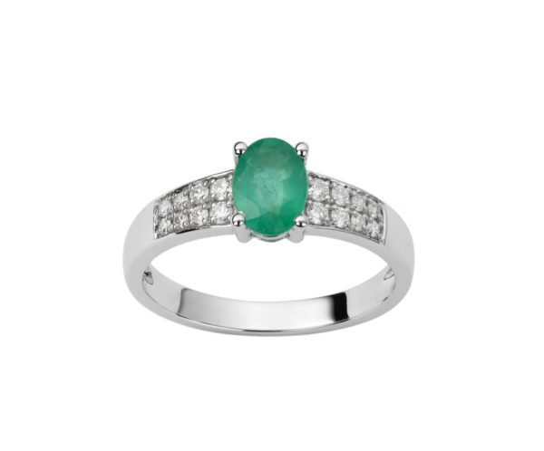 Bague or émeraude et diamants