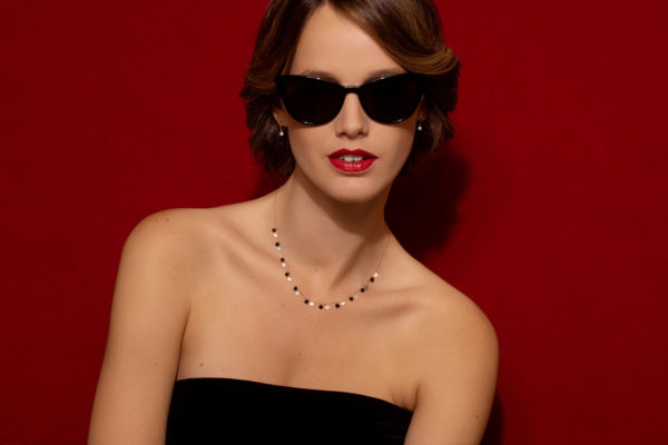 Collier or et pierres La Brune & la Blonde: collection Polka – Image 2