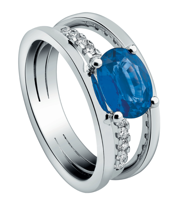 Bague or saphir et diamants Wegelin