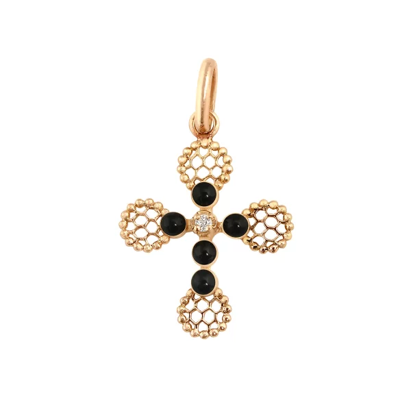 Pendentif or diamant gigi CLOZEAU: croix dentelle B5CD003R20DI