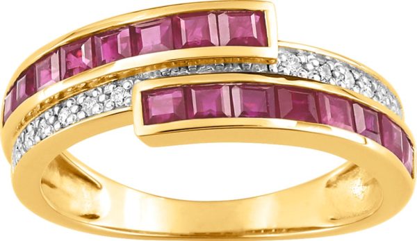 BAGUE OR, RUBIS ET DIAMANTS