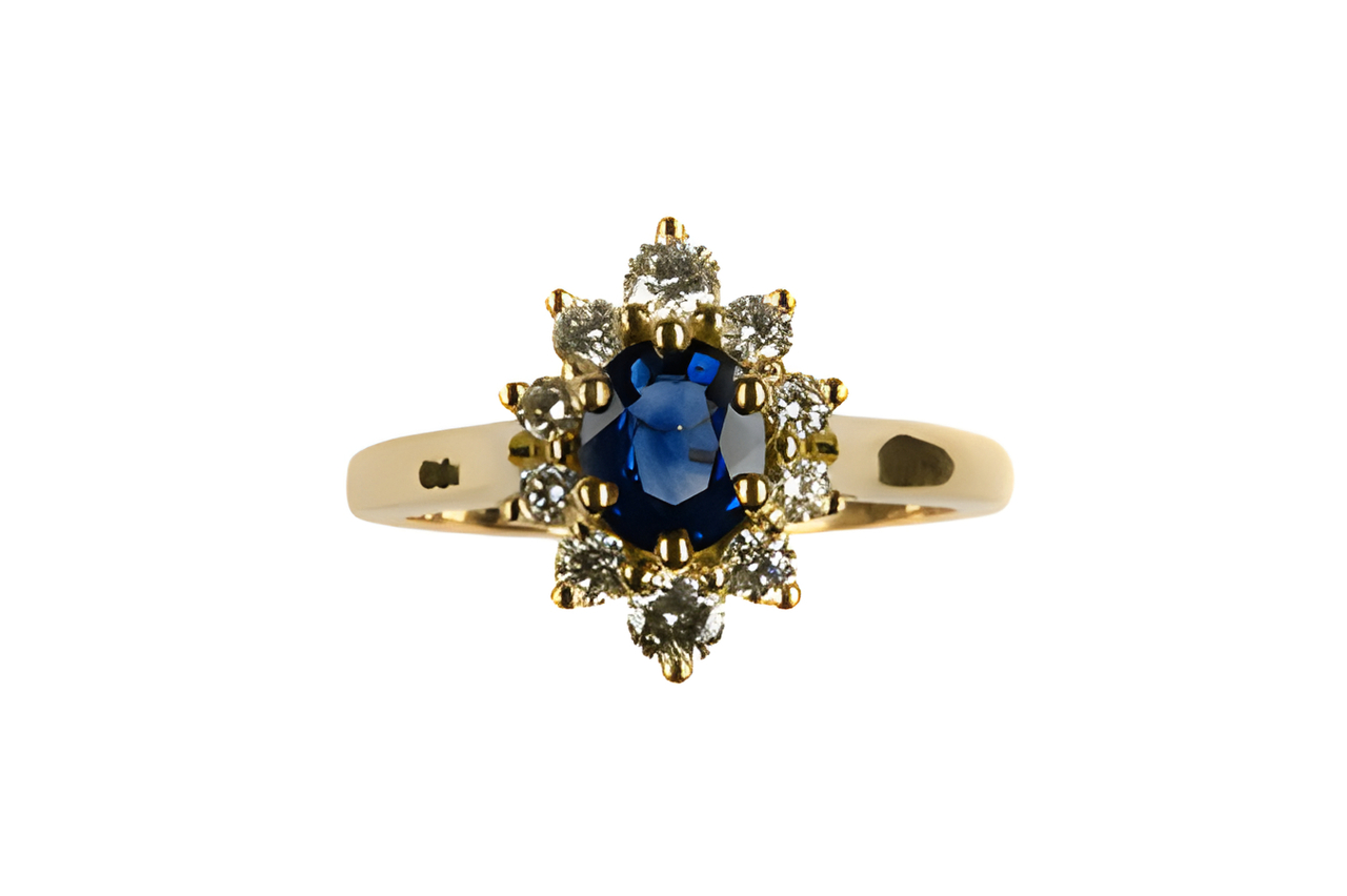 Bague or saphir entourage diamants Wegelin – Image 3