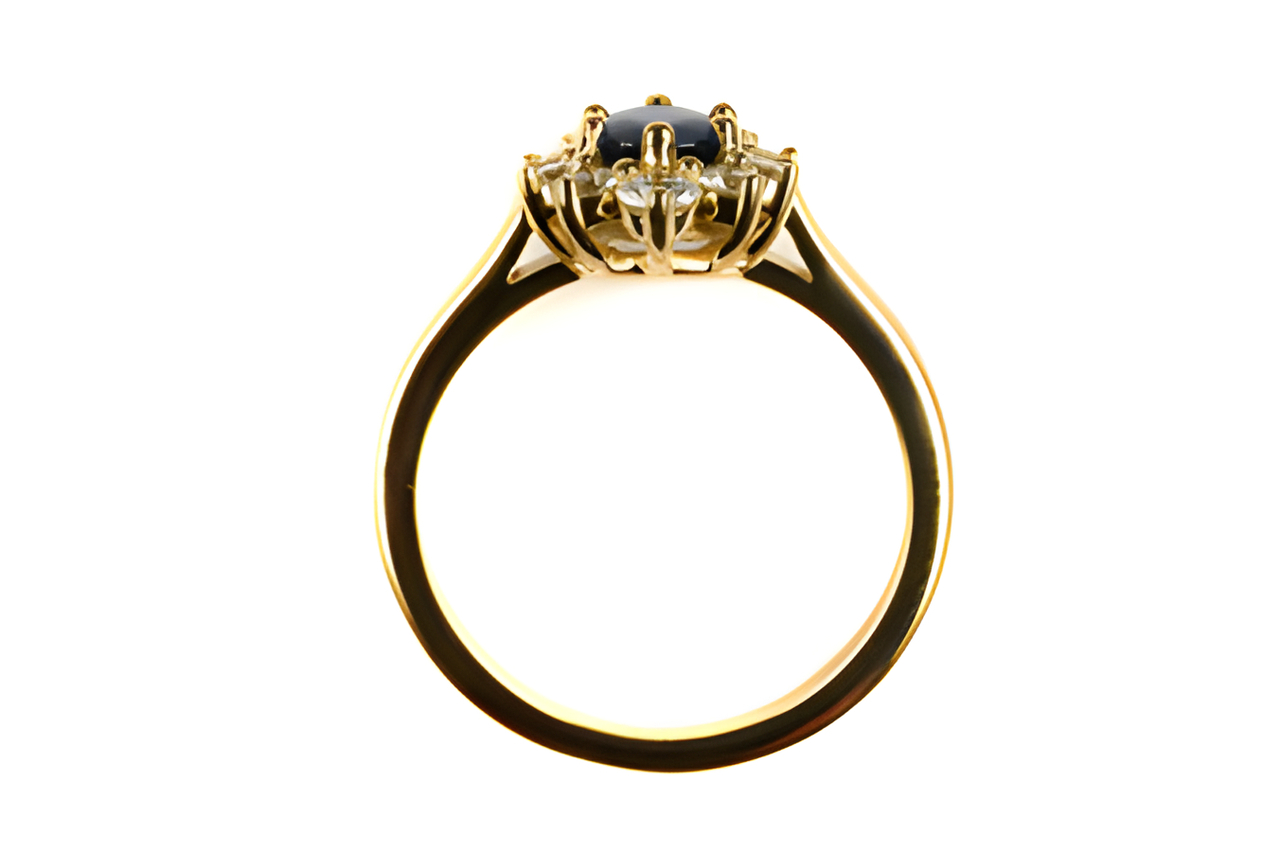 Bague or saphir entourage diamants Wegelin – Image 2