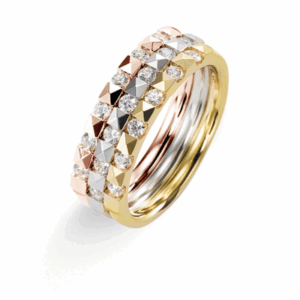 Alliance, bague 3 ors et diamants