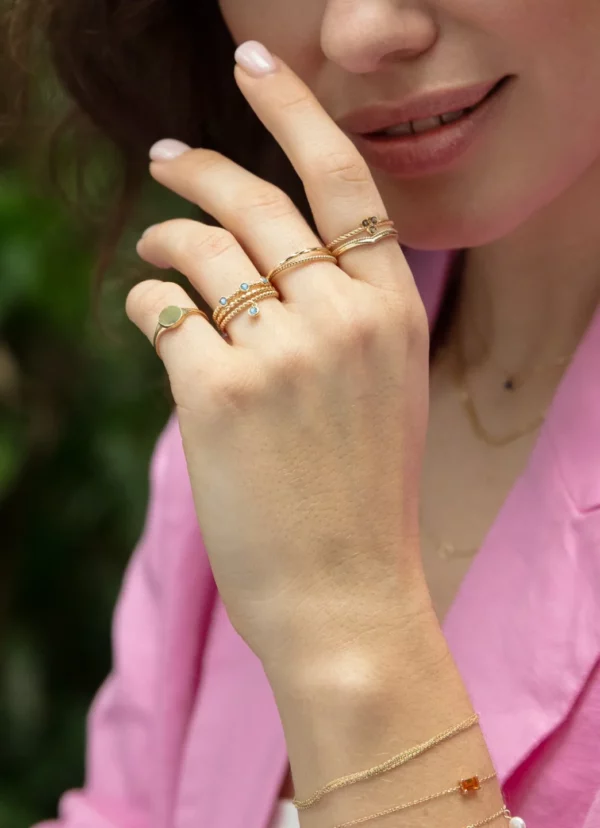 Bague or Jackie Gold: Triple Topaze Bleue London JKR24.419 – Image 3