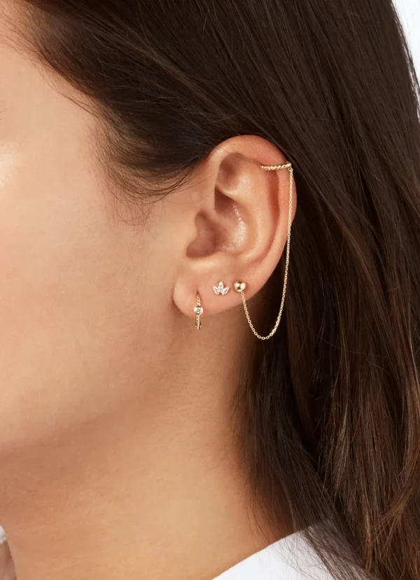 Boucles d'oreilles or Jackie Gold: Oasis White Topaz Hoops JKE24.447 – Image 2