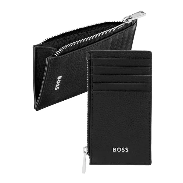Porte-cartes, porte monnaie Hugo Boss: zip Classic Grained Black HLK518A